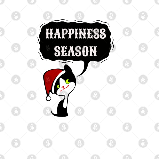 Happiness season, Cute cat t-shirt, Cute cat merry christmas t-shirt, cute pet t-shirt by ALCOHOL