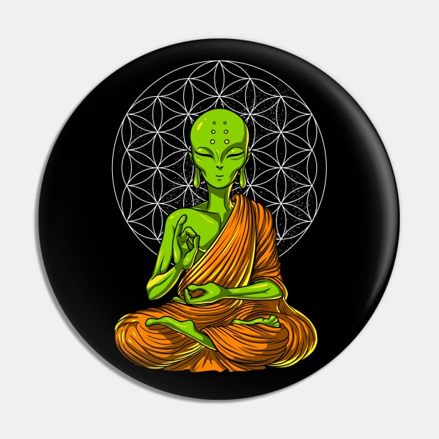 Space Alien Buddha Pin by underheaven