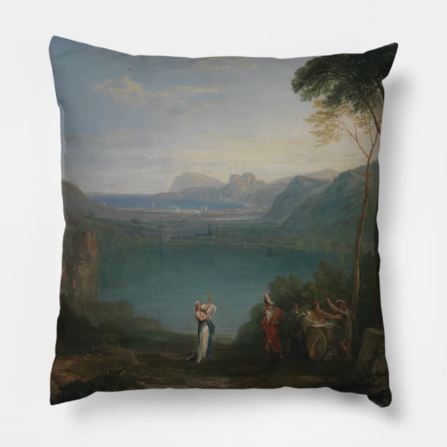 Lake Avernus- Aeneas and the Cumaean Sybil by J.M.W. Turner Pillow by Classic Art Stall