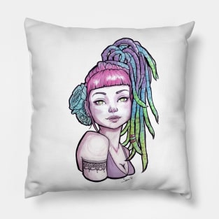 Watercolor rasta girl Pillow