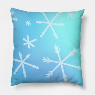 Unique Snowflakes on Blue Gradient Background Pillow