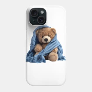 Adorable Teddy Bear with Blue Blanket Phone Case