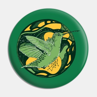 Forrest Green Circle of The Hummingbird Pin