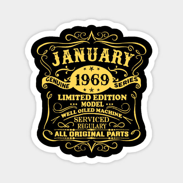 January 1969 Retro Shirt Vintage 50th Birthday Decorations Magnet by Danielsmfbb