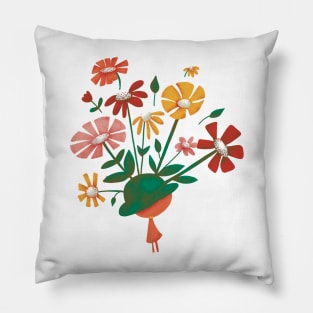 A Hatful of flowers in Green Pillow