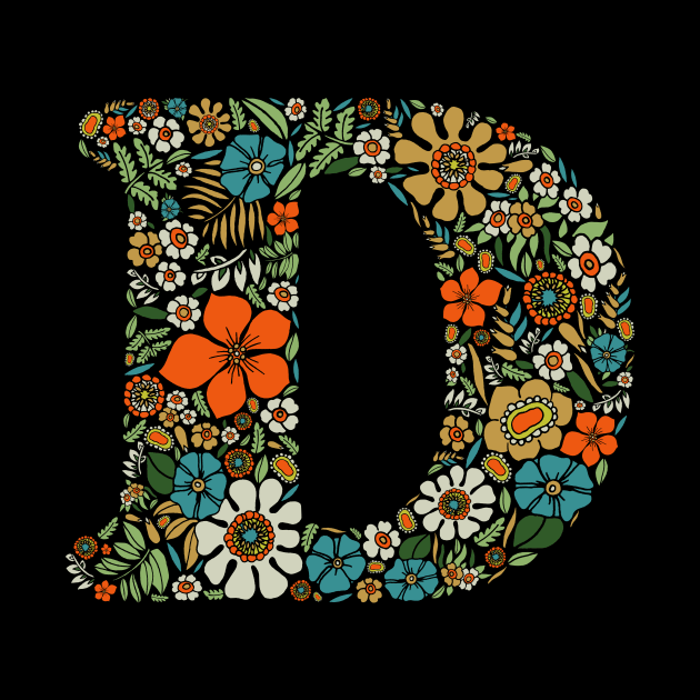 Hippie Floral Letter D by zeljkica