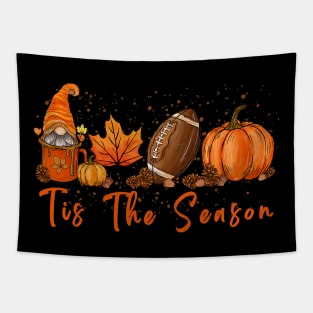 Tis The Season Pumpkin Leaf Latte Fall Thanksgiving Football Tapestry