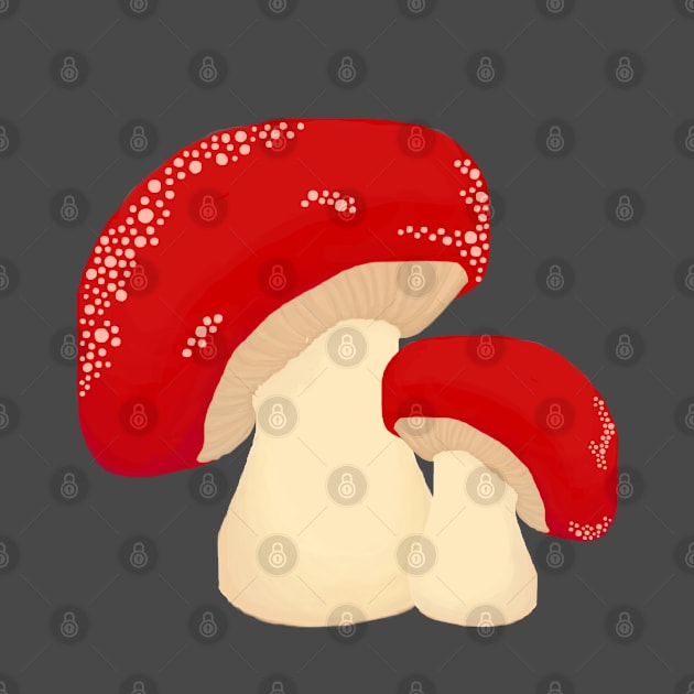 Cute Mushrooms with Red Caps by Punderstandable