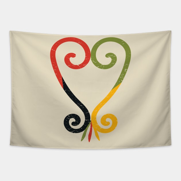 Sankofa Heart made in Pan African colors Tapestry by tatadonets