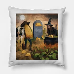 watercolor witch stirring tacos at taco graveyard Pillow