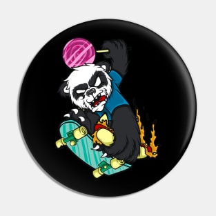 panda with skate board Pin