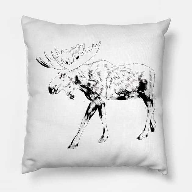 Moose sketch Pillow by Onceer