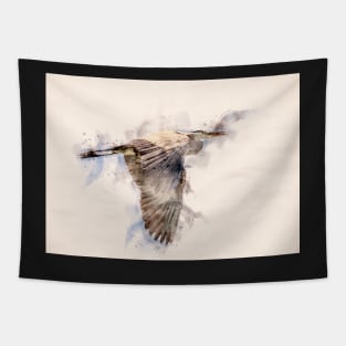 Blue Heron Watercolor Portrait Tapestry