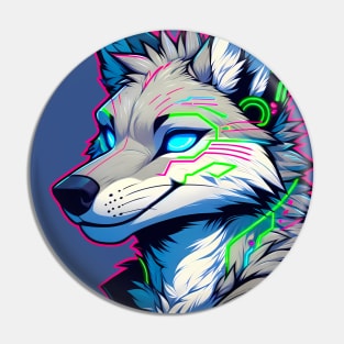 Cyberpunk Neon Furry Anthro Coyote Pin