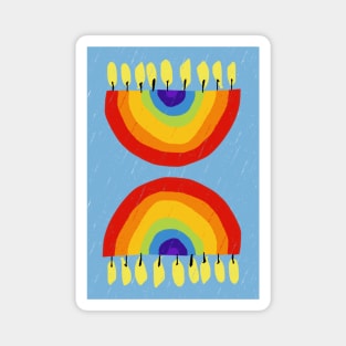 Rainbow Chanukiah Light Blue Print Magnet