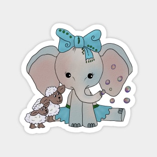 Elefant und Schafe Magnet