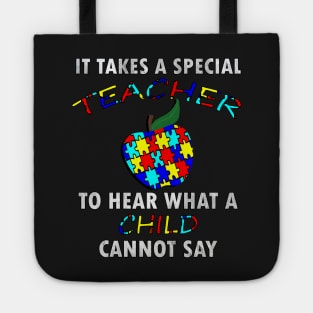 Autism Teacher Puzzle Apple Inspire Gift for Special Ed Autistic Support Awareness inspire Gifts Tote