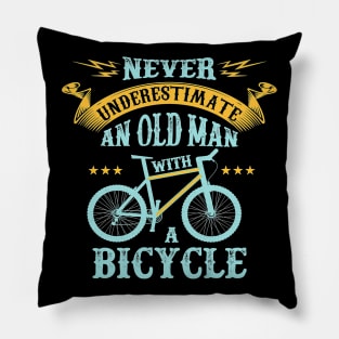 Old Man With Bike Wheel Pillow