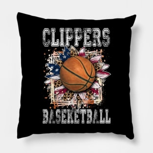 American Flag Personalized Clippers Proud Name Basketball Pillow