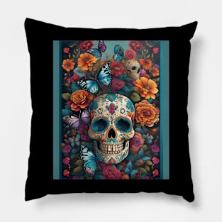 Dazzling Sugar Skull Art: Day of the Dead Delight Pillow