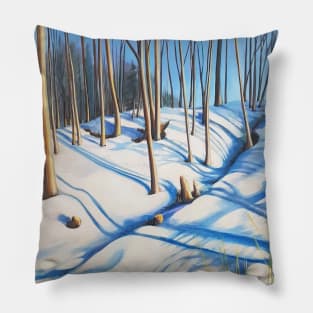 Winter walk - snowy woods painting Pillow