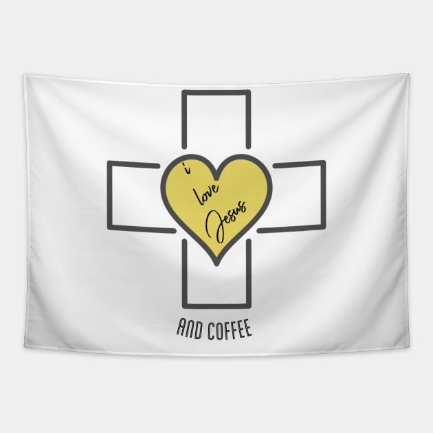 I Love Jesus And Coffee Tapestry by Viral Bliss