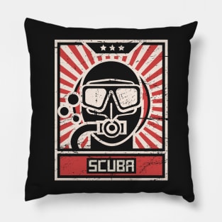 SCUBA Diver Propaganda Poster Pillow