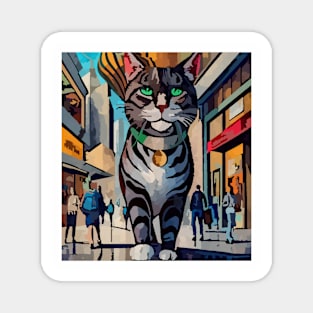 watercolor cat in the shopping mall Magnet