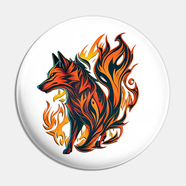 Fenrir the Fire Wolf T-Shirt: Embrace the Power of Norse Mythology Pin by MK3