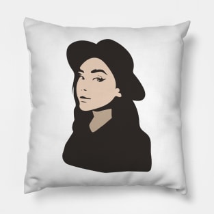 Beautiful girl with a hat Pillow