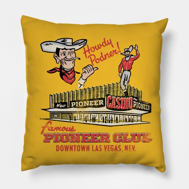 Vintage Pioneer Club Casino Downtown Las Vegas Vegas Vic Pillow by StudioPM71