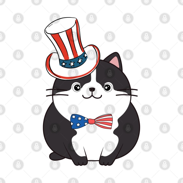 Funny fat cat is ready for independence day by Pet Station