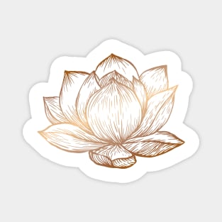 Golden Lotus Flower on White Magnet