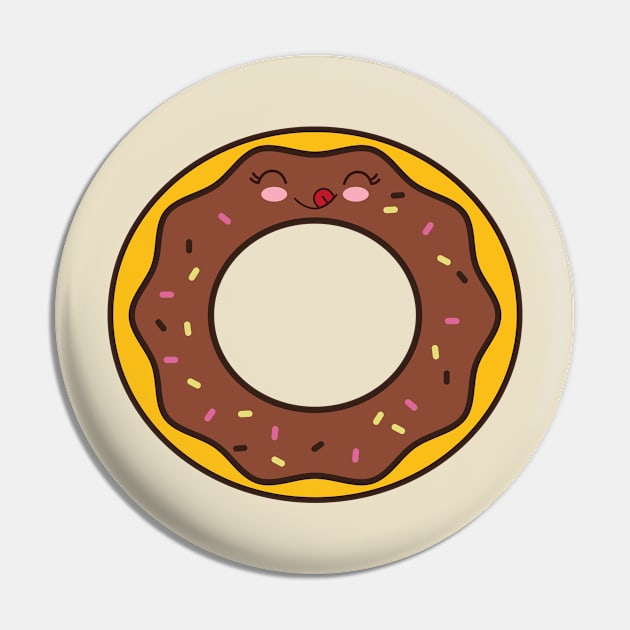 Smiling Happy Donut Cartoon Pin by InkyArt