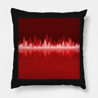 Red Audio Wave Mountains Pillow