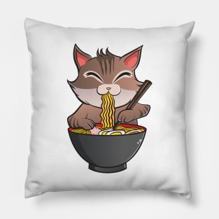 Cute & Funny Anime Kitty Ramen Kawaii Cat Pillow