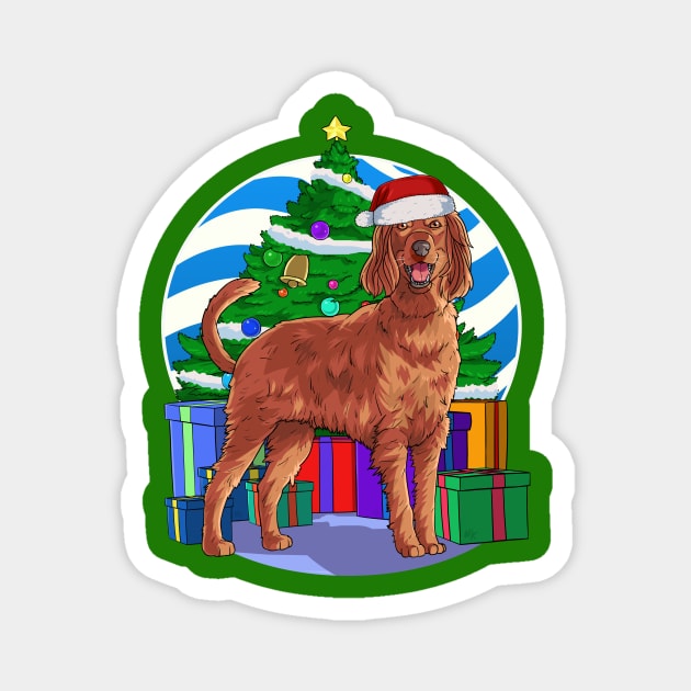 Irish Setter Dog Cute Santa Christmas Gift Magnet by Noseking