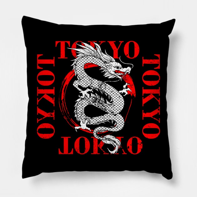 Japanese dragon Pillow by Schioto