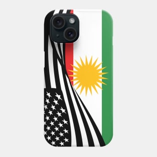 Kurdish Flag and American Flag Together Phone Case