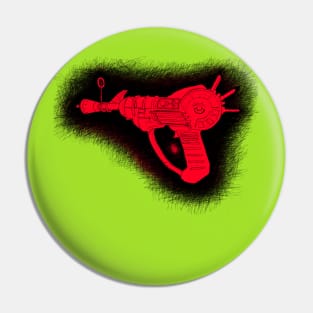 Zombies Red and Black Sketchy Ray Gun on Lime Green Pin