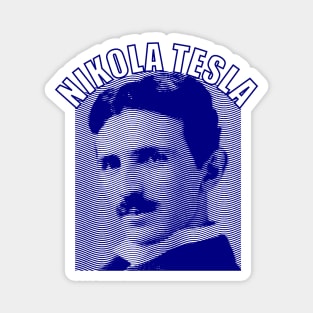 Nikola Tesla Blue Wave Portrait Magnet