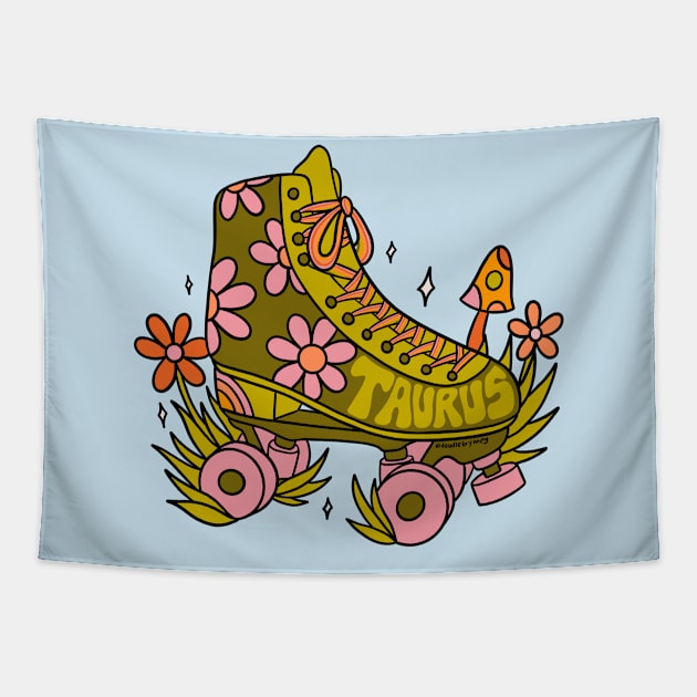 Taurus Roller Skate Tapestry by Doodle by Meg