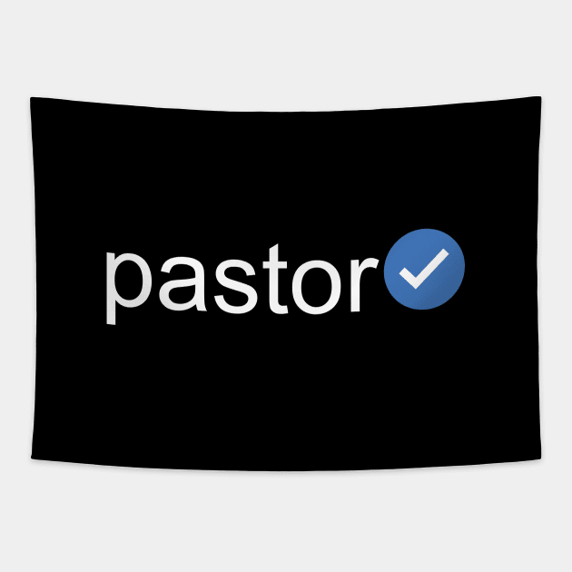 Verified Pastor (White Text) Tapestry by inotyler