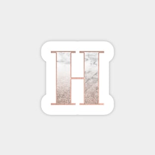 Monogram rose gold glitter marble H Magnet