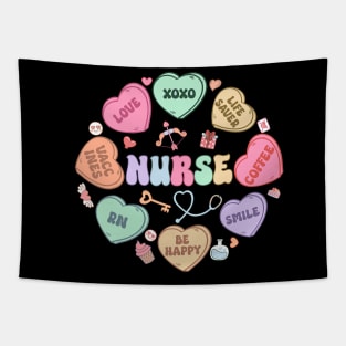 Groovy Heart Candy Nurse Valentines Day Men Women Tapestry