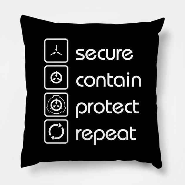 Secure Contain Protect Repeat Pillow by CCDesign