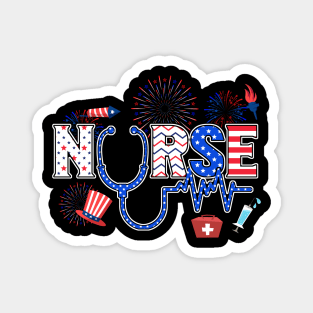 4th Of July Nursing For Women Stethoscope Nurse Graduation Magnet