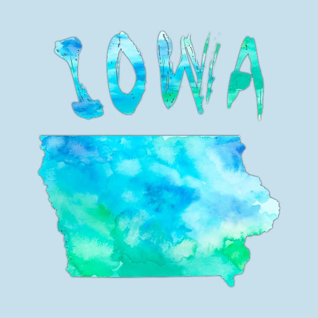 Colorful isolated Iowa state map in watercolor, United states by Mashmosh