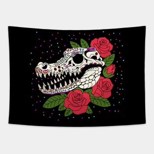 June's Rose & Crocodile Skull Tapestry