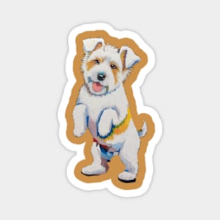 Small Dog Standing on its Hind Legs Like Said Congratulations Magnet